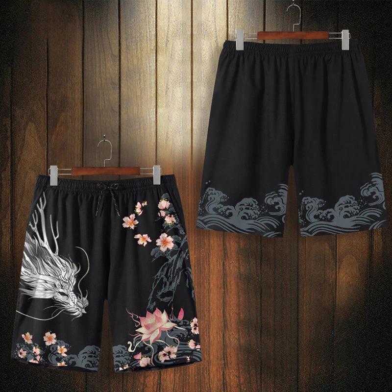 

Chinese Dragon Gold White Flower Muay Thai Kickboxing Training Shorts Print Martial Art Boxer Unisex Men Women Kid Fighting Fitness Sport Gym Workout S