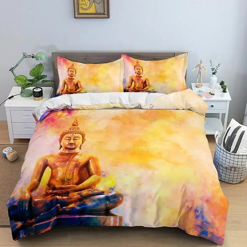 Family Buddha Mandala Comfortable Duvet Quilt Cover Pillowcase Bedding Set Children Bedroom Decoration Home Textile