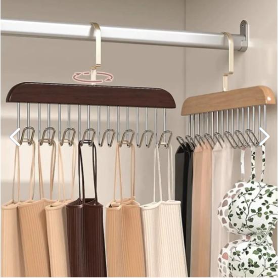 

Multifunctional Wooden 8 Hook Bra Scarf Tie Belt Bag Hanger 2 pieces