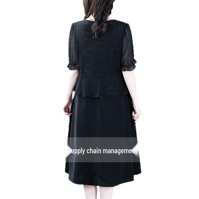 2025 Summer Fashion Plus Size Chiffon Two-Piece Slimming Dress for Women