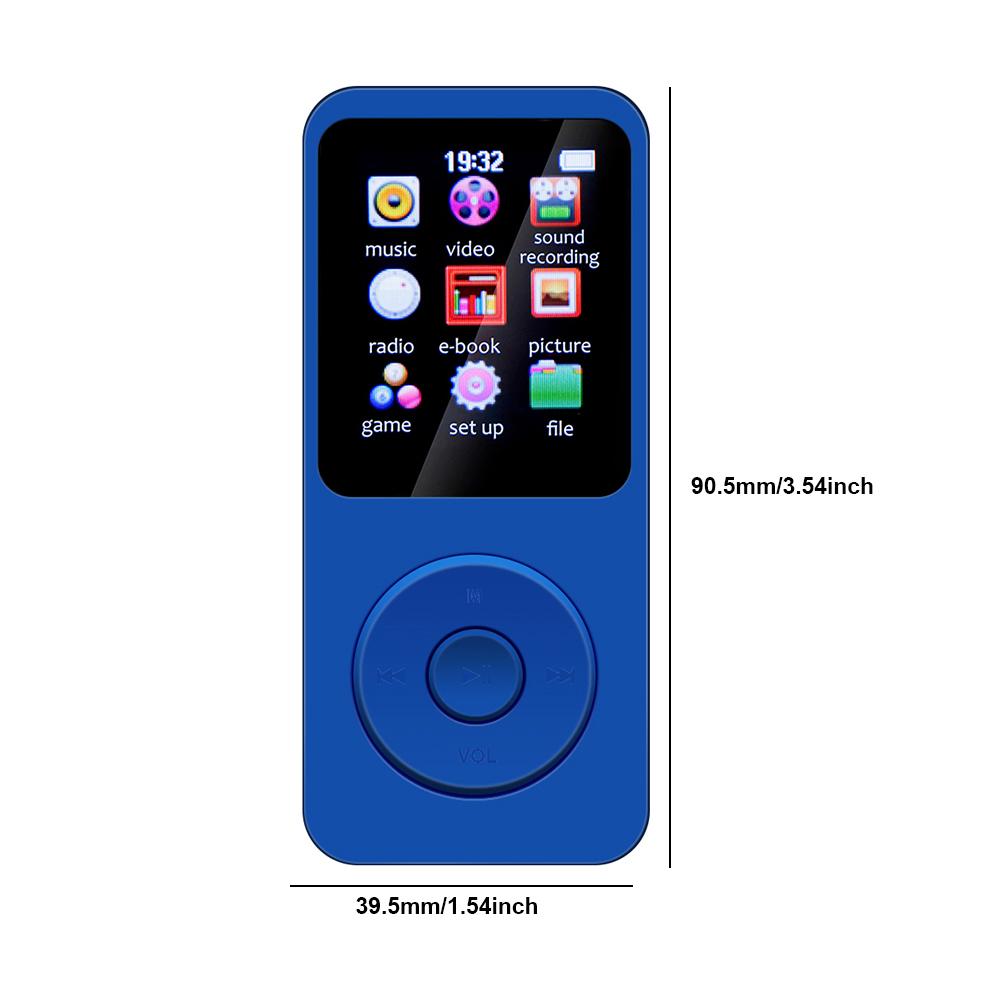 1.8 inch Screen MP3 Player Bluetooth-Compatible 5.4 MP3 Music Player Built-in Speakers Voice Recorder FM Radio E-Book Reading