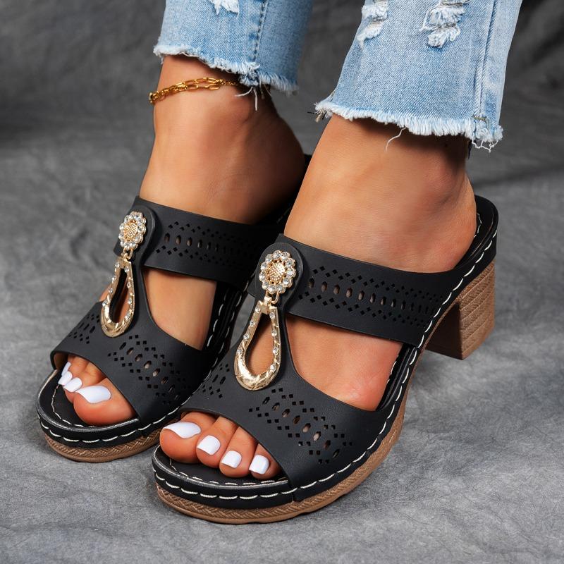 Neue Sommer Damen Übergröße Peeptoe Keilsandalen Dicker Absatz Lässiger Stil