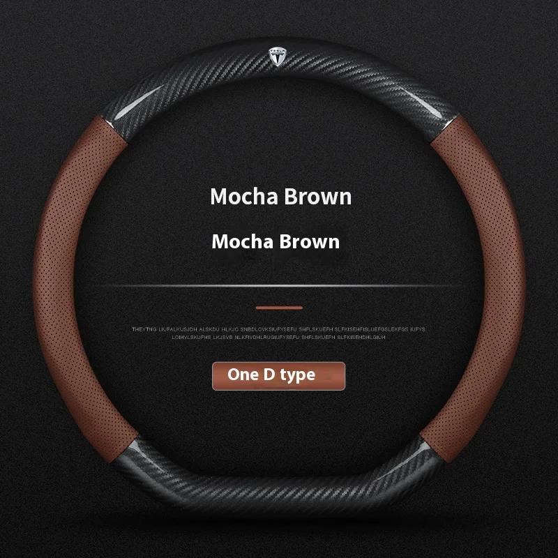 ALM1 Tesla Model 3 Y S Model X Roadster Carbon Fiber Leather Anti-slip Breathable Tesla Car Steering Wheel Cover Accessories