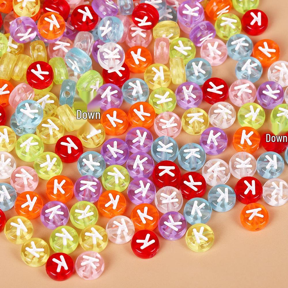 Acrylic Drip Oil Single Letter Flat Beads — Transparent DIY Bracelet Jewelry Accessories for Kids