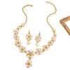 2026 Vintage Flower Pearl Necklace Earrings Two-piece Design Premium Bridal Wedding Jewelry Set