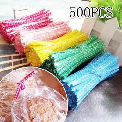 500PCS/Bag Ribbon Wrap Tie PVC Ligation for Cellophane Candy Cookie Gift Bag Pouch In Wedding Party D