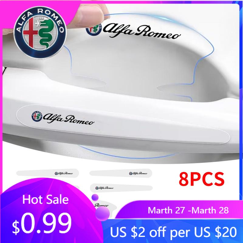 ZJBS4 For Alfa Romeo 8pcs Transparent Car Door Bowl Handle Protection Film Sticker Accessories for Alfa Romeo Giulia Stelvio Giulietta