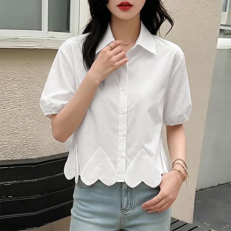 ZANZEA Women Casual Turn Down Collar Short Sleeve Button Blouse M