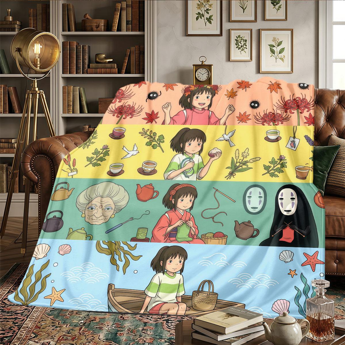 Spirited Away Patterns Home Blanket Suitable For All Seasons for Home Decor Naps Warmth and Comfort Holiday Present -HE80 75x90cm