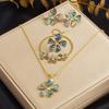 Gold-Plated Enamel Shell Flower Jewelry Set - Retro European & American Trendy Women's Jewelry