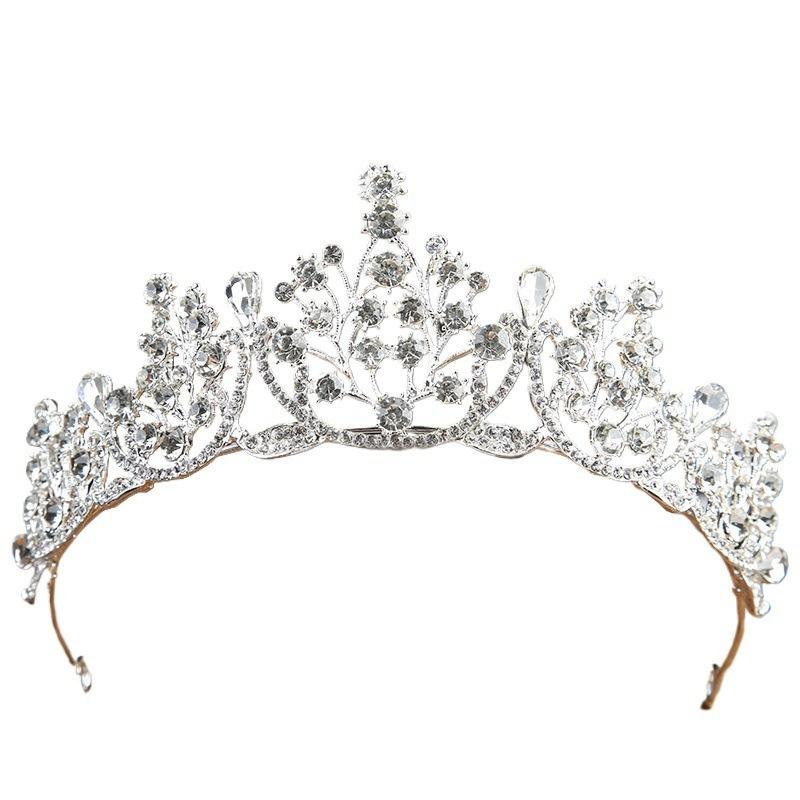 Bridal Alloy Rhinestone Crown Headdress New Baroque Crown Wedding Gauze Accessories Korean Jewelry Birthday Hair Accessories