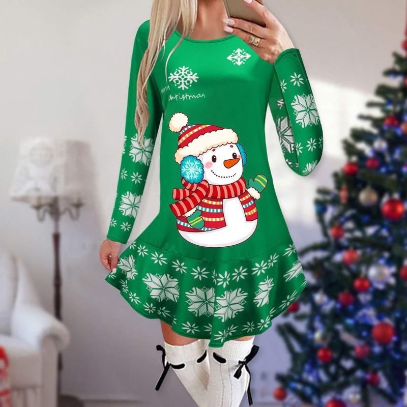 Women's Christmas Printed Dress Base Shirt