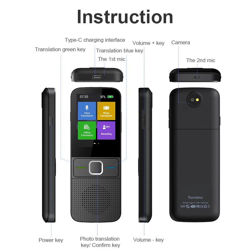 T10 Smart Voice Translator with Offline Support for 14 Countries, 138 Languages, WiFi, Photo & Recording Features.
