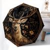 Elegant Deer Wall Decor: Nature's Majestyin Gold & BlackUmbrella, Portable 3-Fold Compact Umbrella for Men & Women Gift