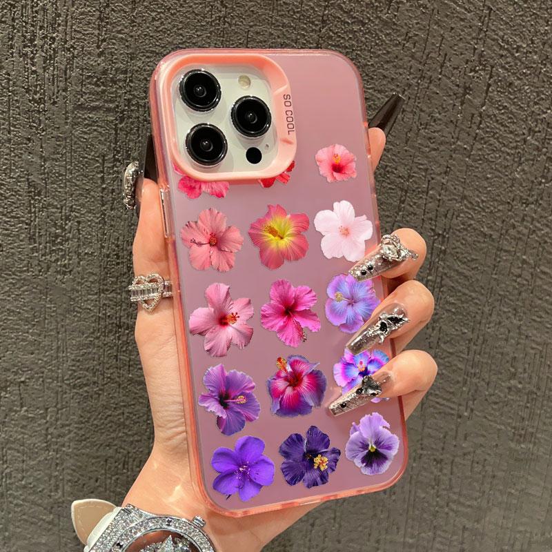Colorful Petals Flower Laser Phone Case for iPhone 14 15 16 Pro Max Plus 17 Pro Max 12 13 Mini 11 Pro Max Shockproof Back Covers