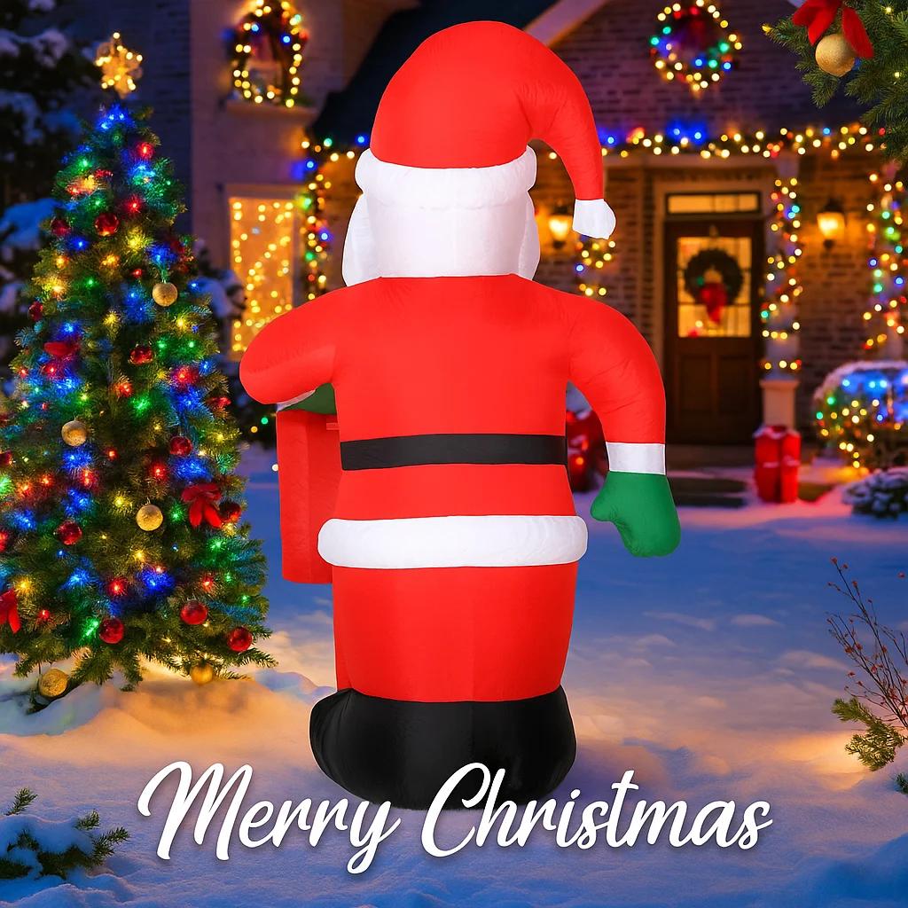5.91FT LED Light Inflatable Santa Claus Christmas Decoration Toy Xmas Supplies Ornaments Gifts Yard Decor Home Outdoor Lawn