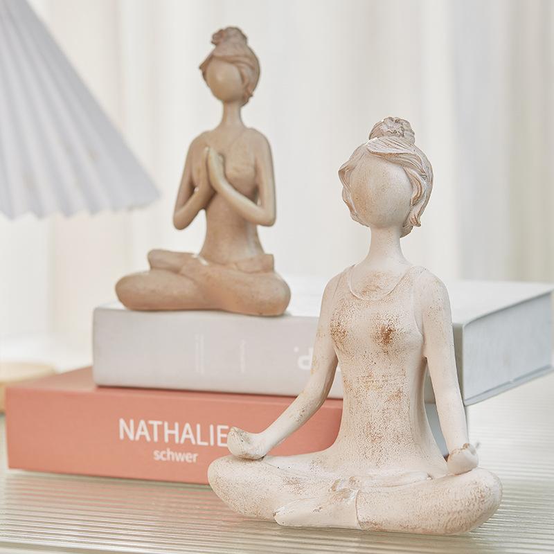 Light Luxury Nordic Abstract Art Figures Yoga Girl Ornaments Coffee Shop Window Modern Simple Soft Decorations