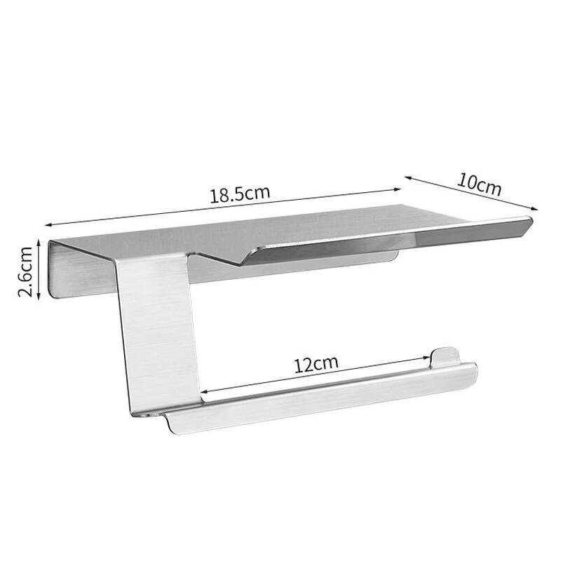 cmaos Brushed Stainless Steel Toilet Paper Holder with Phone Shelf