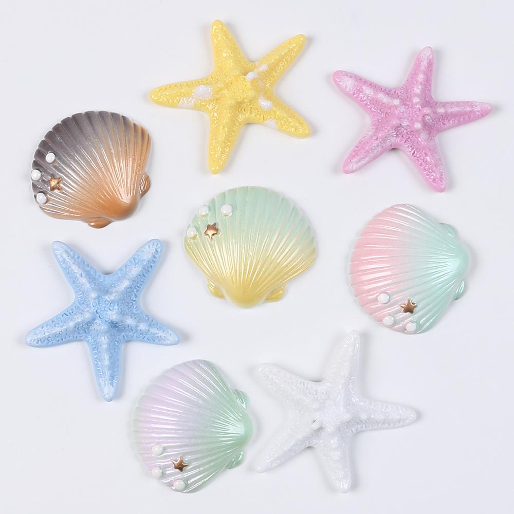 Shell Starfish Cake Decoration Resin Ocean Themed Cake Topper for Birthday Party Baby Shower Wedding Cake Decor