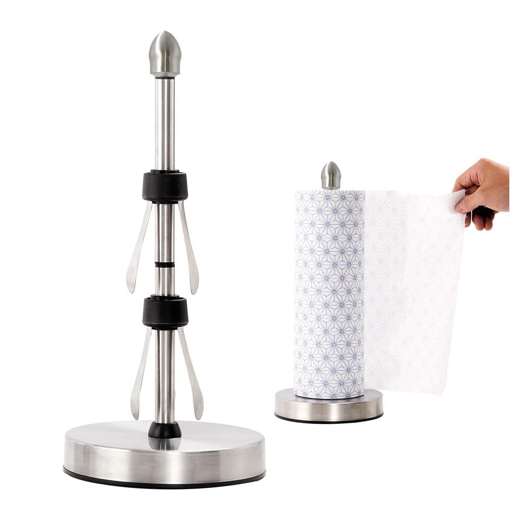 LASSRY Kitchen Paper Stand with Suction Cups for and Damper One-Hand Removal, Damping, (Large, Silver)
