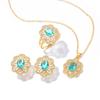 Zircon Set, Versatile Fashion Necklace Earring Set, Flower Set Jewelry.