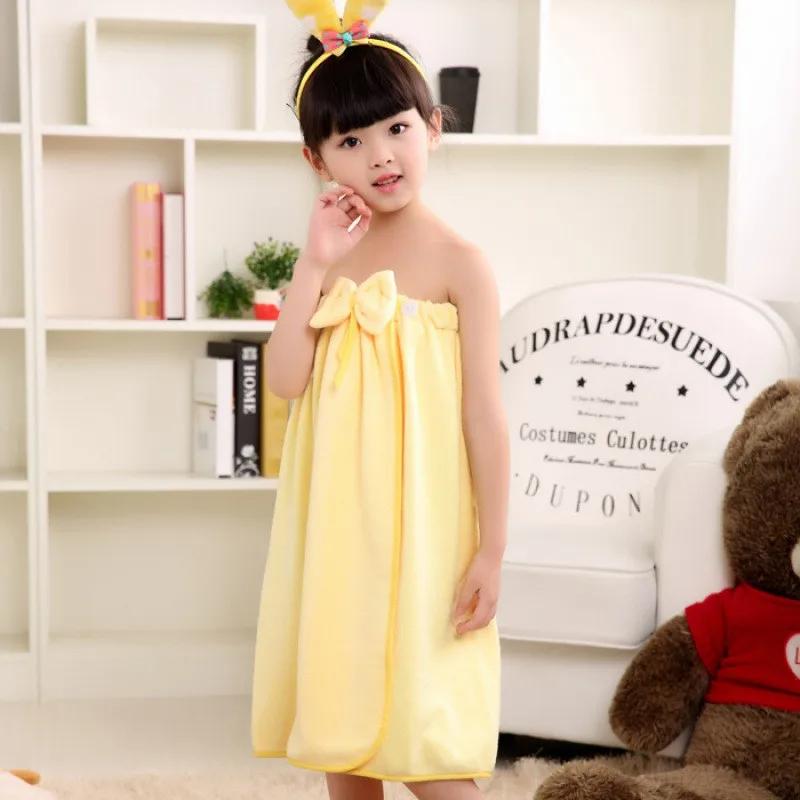 Variable Bow Bath Towel Medium And Large Children Can Wear A Shower Skirt Absorbent Hair Soft Student Swimming Bath Bathrobe