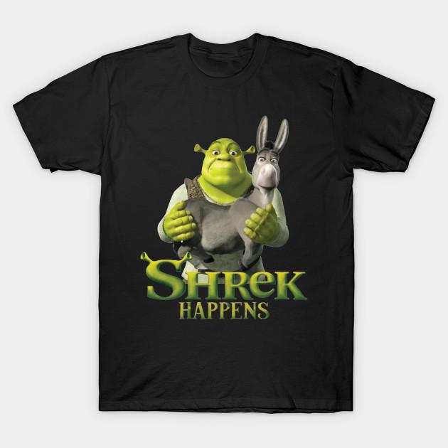 Men Black Print T-shirt Shrek Happens Swamped Shrek Vintage Cartoon No-Cut Transfer Paper Print Cotton Tshirt 3XL чёрный