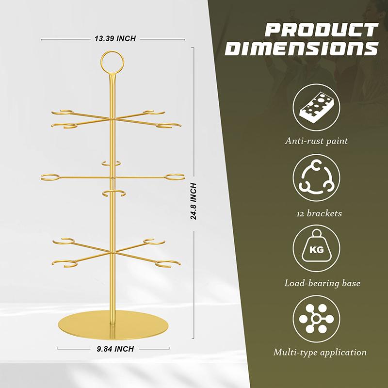 

Cocktail Tree Stand Wine Glass Flight Tasting Display For Drinks 3 Tier - 12 Holders For Champagne Cocktails Martini Cocktail золотой