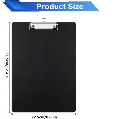 A4 Klemme, Klemmbrettmappe, Schwarz, Schreibtafel mit Klemme, Geeignet für Notizen, Formulare, Dokumente und Zeichnungen, Schwarz