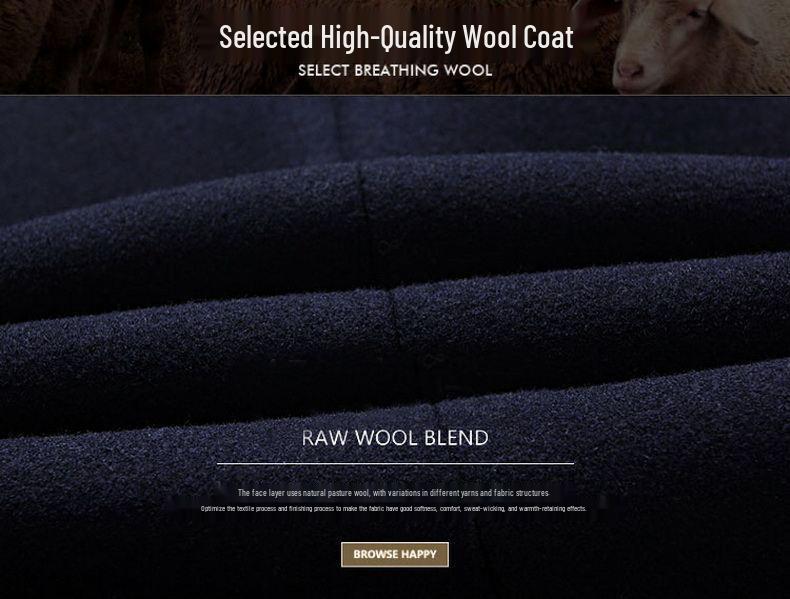 Men's Mid-Length Cashmere Woolen Coat - Winter Business Slim-Fit Windbreaker.