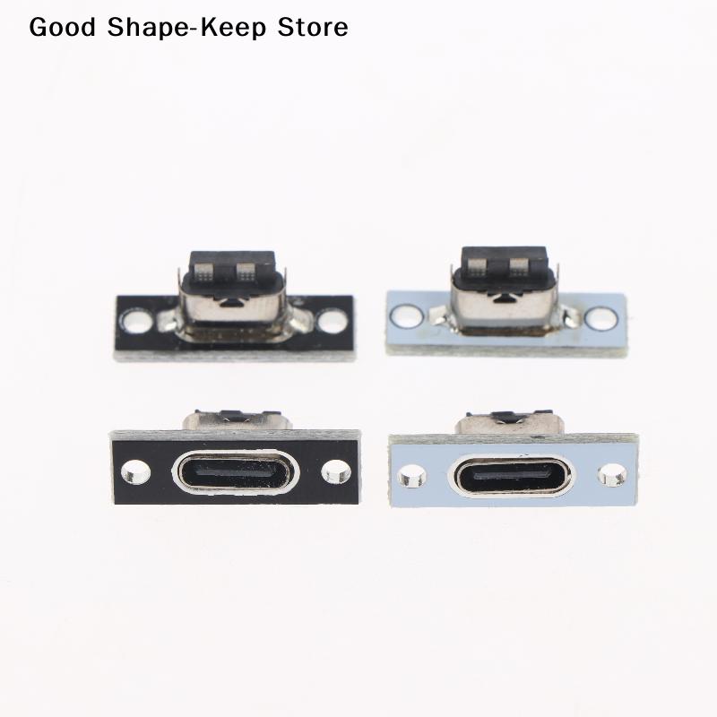 USB Type C 31 Panel Mount Socket 2 Pin Female Connector for PC Board Embedded Secure Attach Applications
