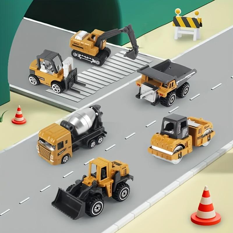 6pcs Alloy Engineering Vehicle Set, Die-Cast Metal Toy Trucks Loader, Tractor Excavator Toys, Perfect for Holidays and Christmas Gifts