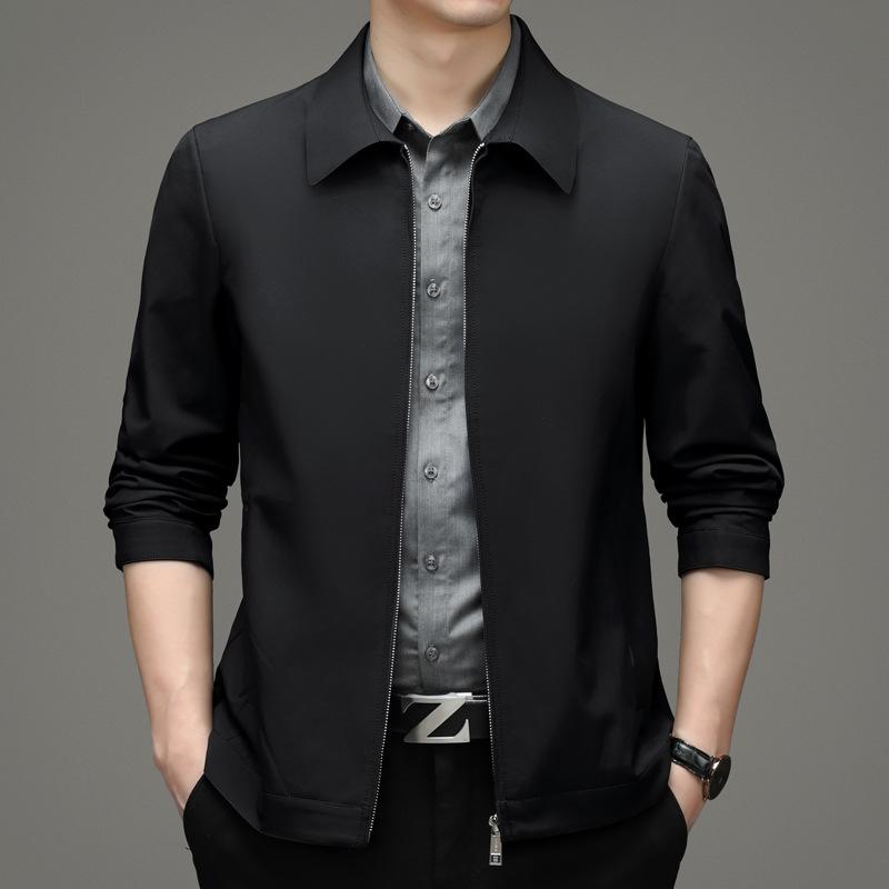 Spring and Autumn New Men's Lapel Jacket Men's Solid Color Versatile Jacket Men's Casual Men's Medium Green Jacket