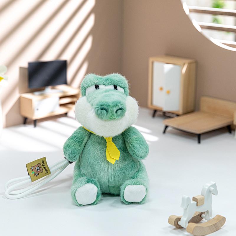 Green Cartoon Cute Sitting Crocodile Plush Toy Pendant For Bag Decoration