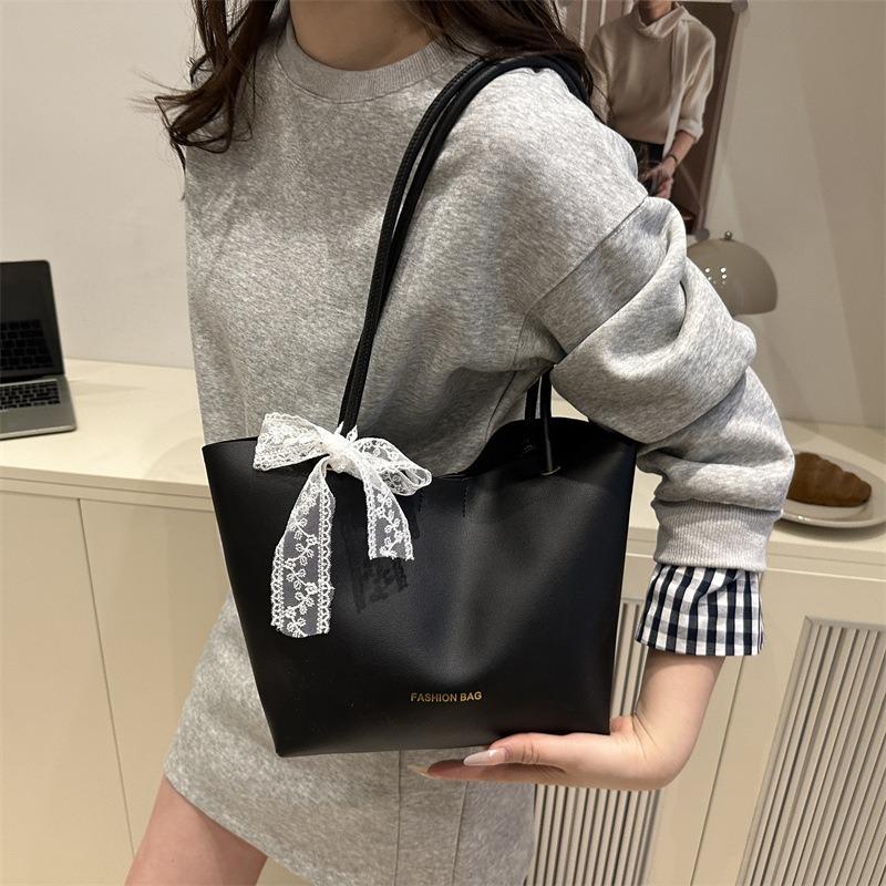 New solid color trendy shoulder bag large capacity portable tote bag simple fashion underarm bag women's bag