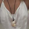 Adjustable Shell Necklace 120cm PU Leather Cord Clavicle Chain Coastal Style Accessory Stylish Neckchain Accessories