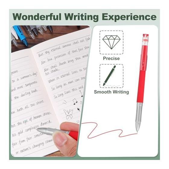 M&G Gel Pens, Medium Point 0.5mm, 12-Count, Smooth Red Ink Rollerball Pens for Home, Office, Writing, Notes, Journaling, Business - Style 1