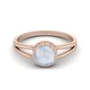 0,75 Karat Runder Mondstein Solitär 925 Sterling Silber Roségold Vermeil Geteilte Ringschiene Hochzeitsringe für Damen
