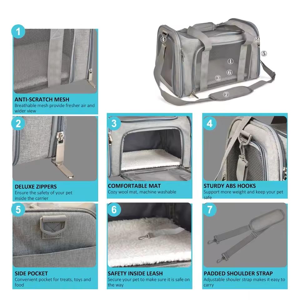 Borsa Portacani Morbida Zaino per Gatti Portacani da Viaggio per Cani Approvata dalla Compagnia Aerea Trasporto per Cani Gatti Piccoli da Esterno