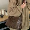 Square Leather Shoulder Bag Hobo Women Handbag Vintage Boston Crossbody Bag  Work