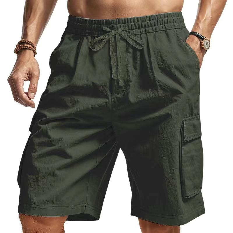 Men Shorts Loose Large Size Multi-Pocket Overalls Summer Cotton Comfortable Nickel Pants Outdoor Casual Sports Beach Pants