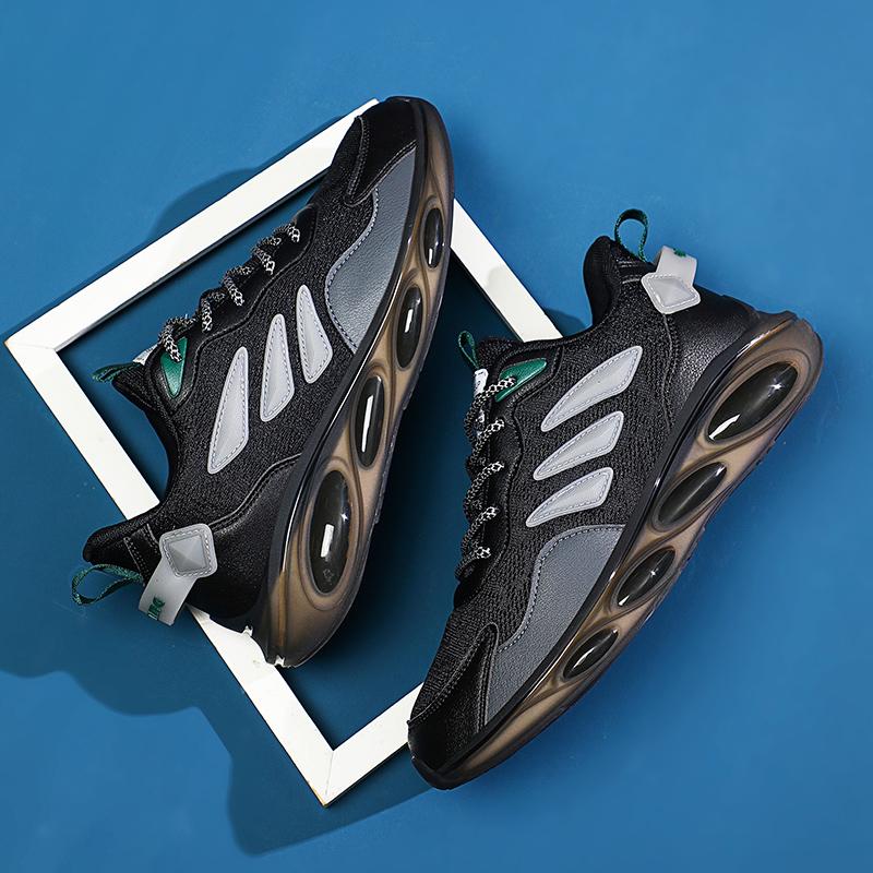 Мужская дышащая спортивная обувь для бега и фитнеса Four Seasons 44 чёрный/темно-зеленого — фото 4