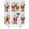 TU Christmas Shower Curtain Festive Holiday Decor Reversible Fabric Bathroom Set Waterproof Xmas Pattern Holiday Home Decor Gift