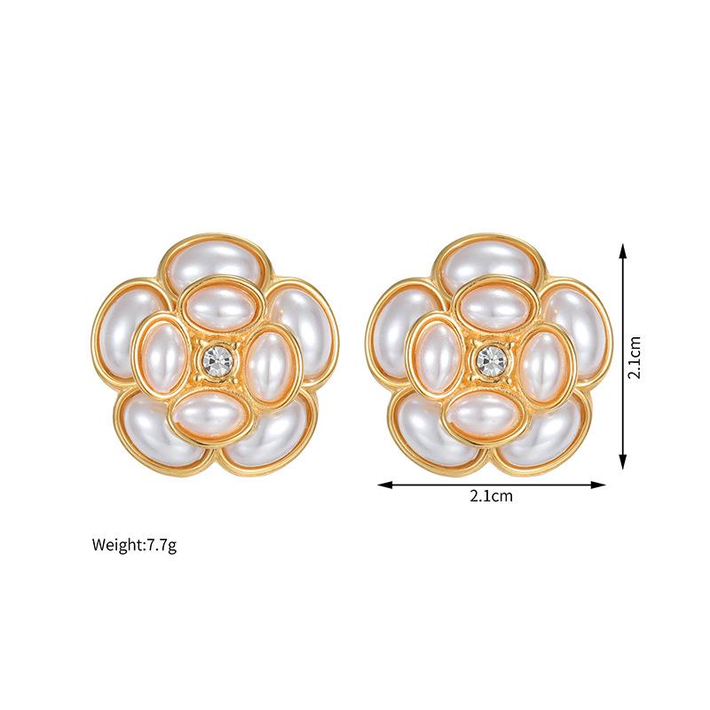 18K Gold Pearl Flower Jewelry Set - French Design Luxury Ornaments
