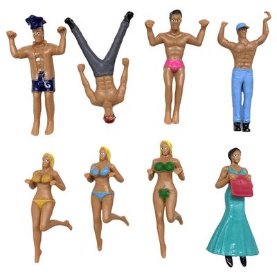 8Pcs Funny Figurines for Cup Edges Cartoon PVC Miniature Dolls Wine Glass Charm Drink Markers Hanging Ornaments