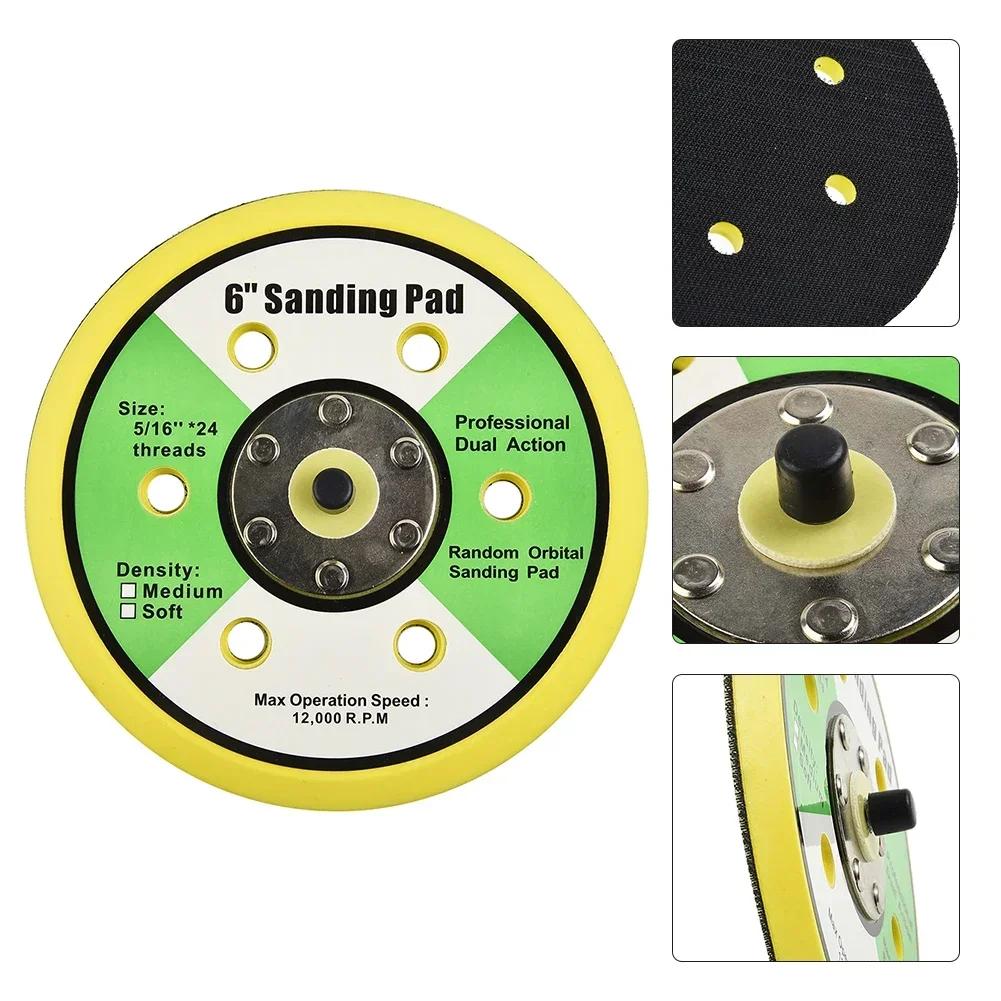 6 Inch Sanding Pad with 5/16 24 Male Thread Suitable for Orbital For Sanders Including DA Style Featuring Dust Extraction Holes