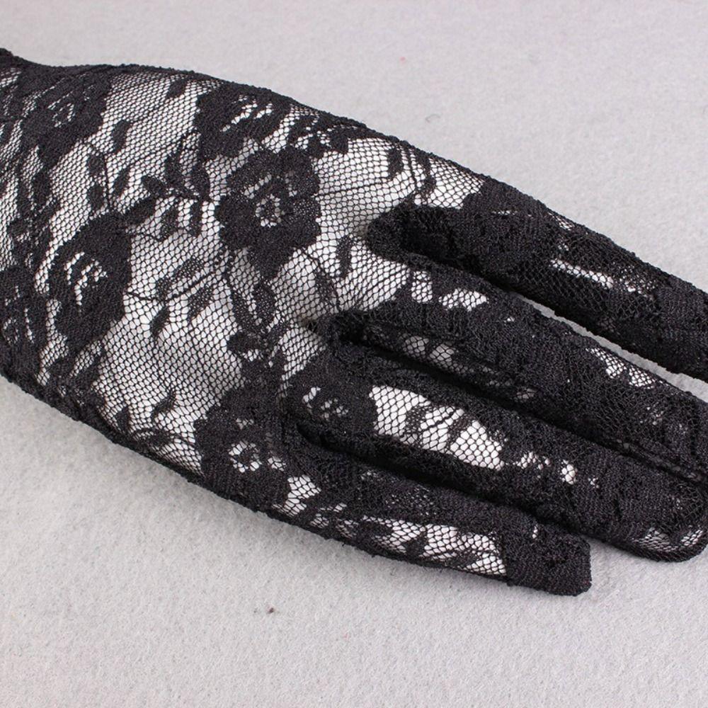 Elegant Short Sunscreen Gloves Thin Hollow-Out Mittens Fashion Party Gloves  For Women Female
