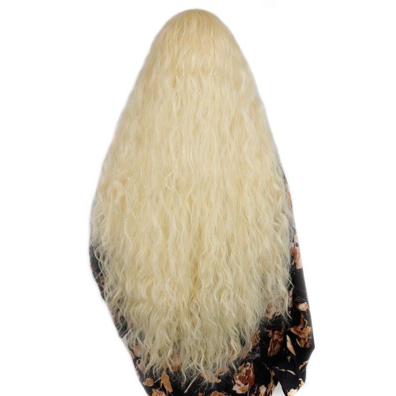 MISSQUEEN Lange gewellte Perücken, tiefe Wellen, lockige synthetische Perücke, blond, schwarz, 76,2 cm, Haarperücken für Frauen, Cosplay