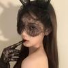 Halloween Bunny Ear Lace Eye Mask Veil - Sexy Animal Ear Headdress & Hair Accessories for Women