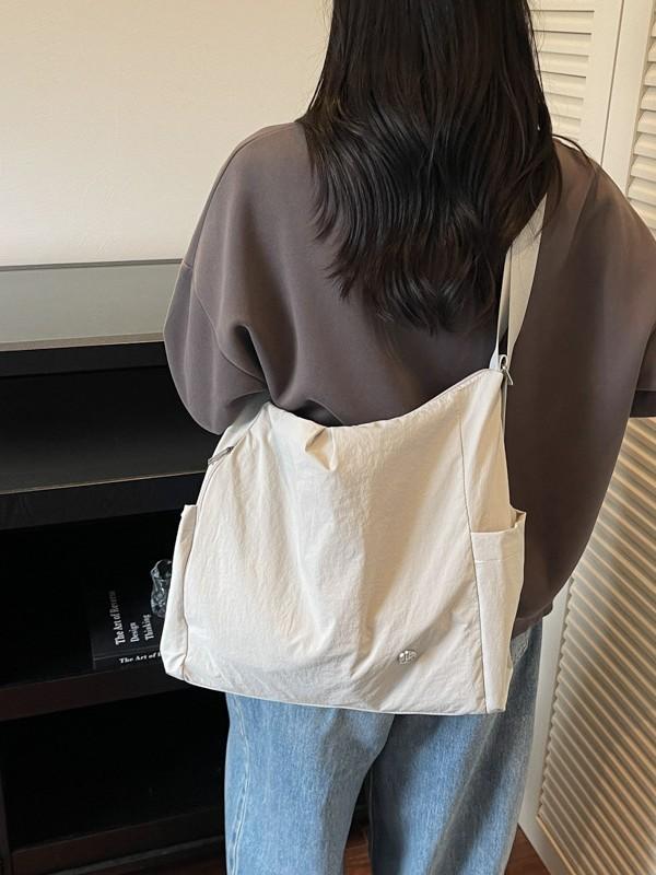 Borsa a Tote in Nylon da Donna con Chiusura a Zip e Grande Capacità per l'Uso Quotidiano